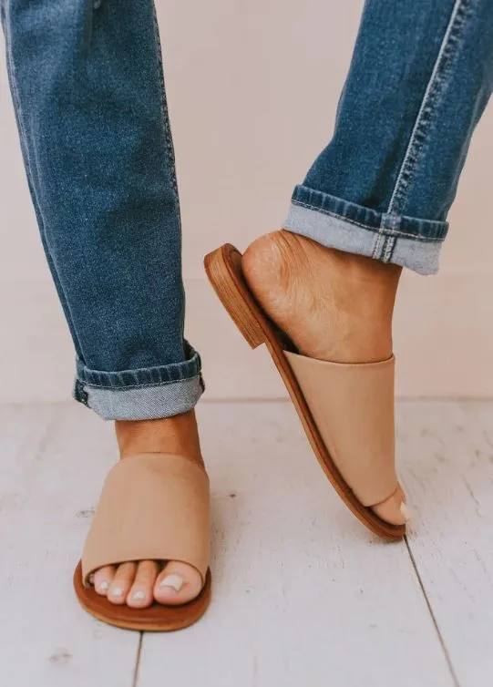 Quinn Nude Slide Sandals