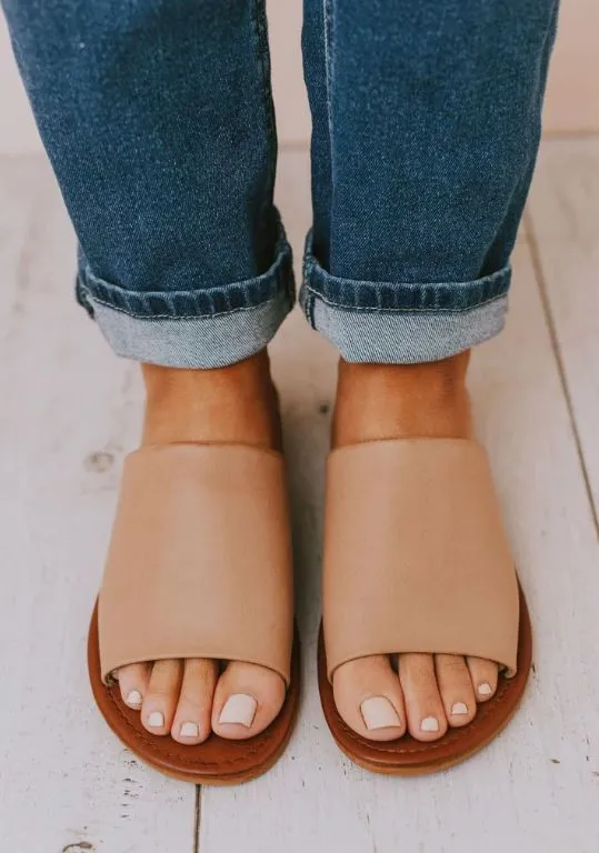 Quinn Nude Slide Sandals