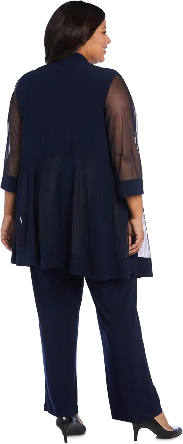 R&M Richards Women's Beaded Neck 2 Piece Pant Set