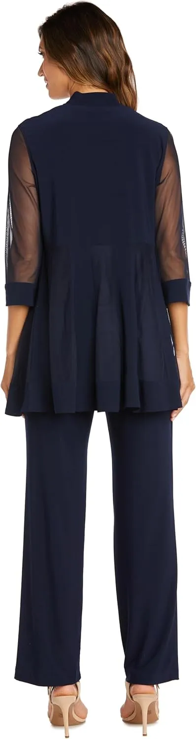 R&M Richards Women's Beaded Neck 2 Piece Pant Set
