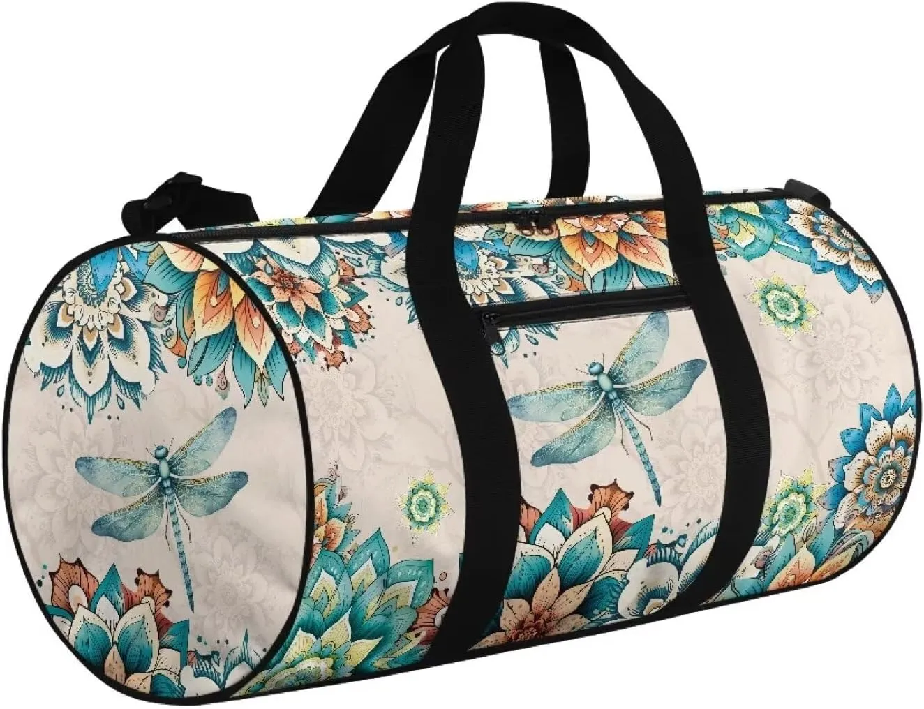 Rchsmod Boho Mandala Dragonfly Print Gym Bag for Women Men Sports Duffel Bag Portable Overnight Bag with Inner Pocket Carry On Luggage Bag Workout Bag with Adjustable Strap for Plane Gym Travel