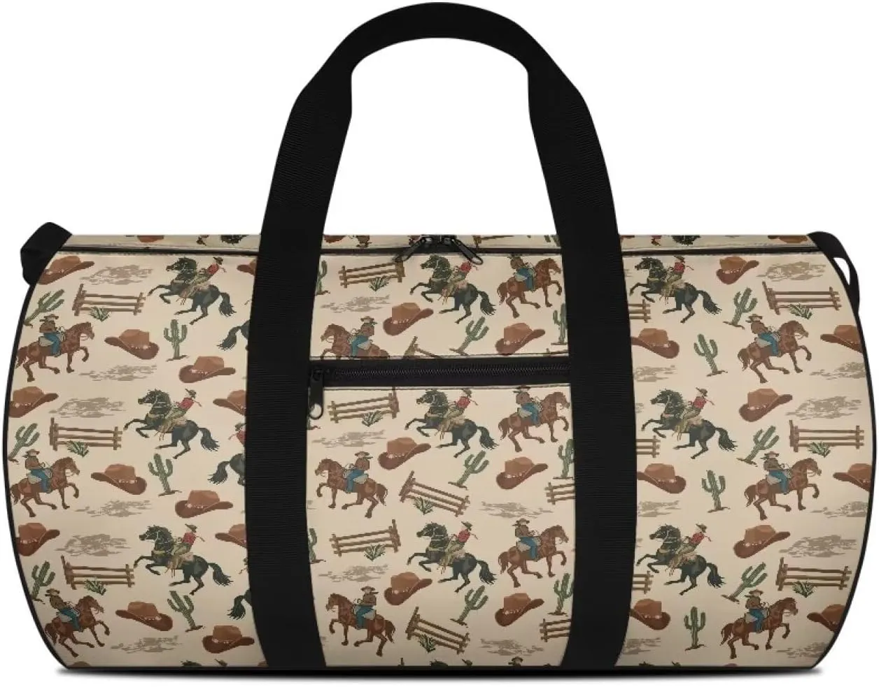 Rchsmod Horse Cactus Hat Cowboy Print Duffel Bag for Men Multifunctional Weekender Bag Zipper Overnight Bag Large Capacity Travel Duffel Multifunctional Garment Bag with Shoulder Strap
