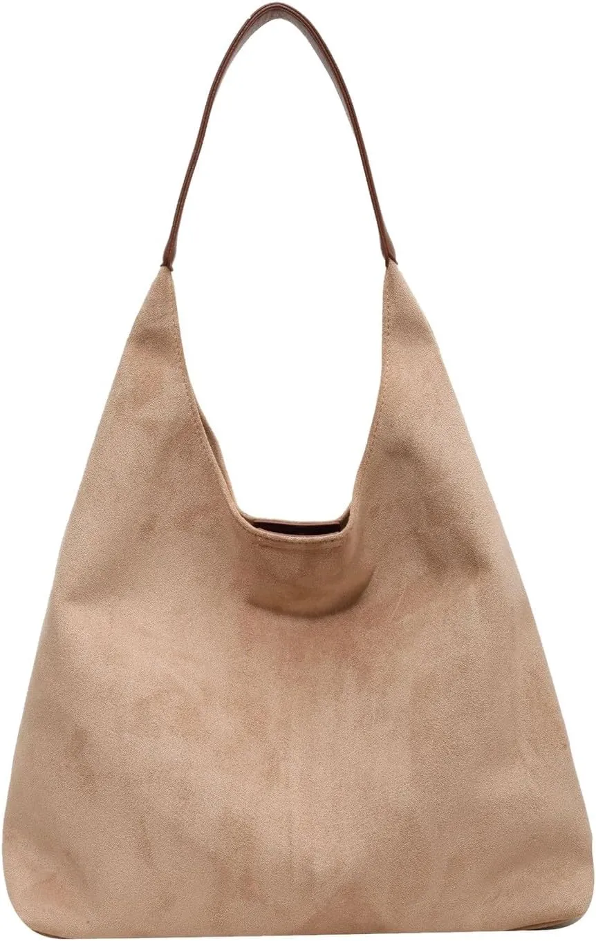 Retro Suede Crescent Shoulder Bag Women Tote Bag Satchels Crossbody Purse Top-handle Travel College Work Tote Handbag