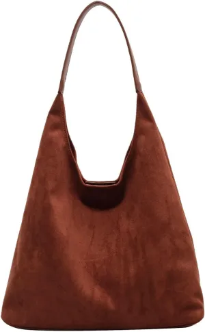 Retro Suede Crescent Shoulder Bag Women Tote Bag Satchels Crossbody Purse Top-handle Travel College Work Tote Handbag