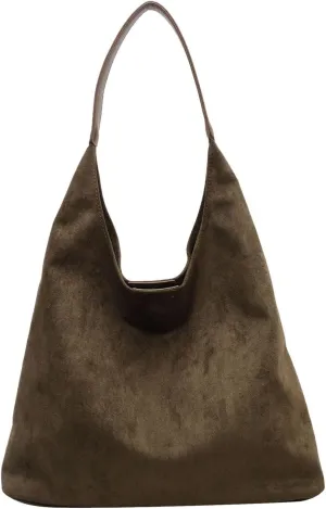 Retro Suede Crescent Shoulder Bag Women Tote Bag Satchels Crossbody Purse Top-handle Travel College Work Tote Handbag