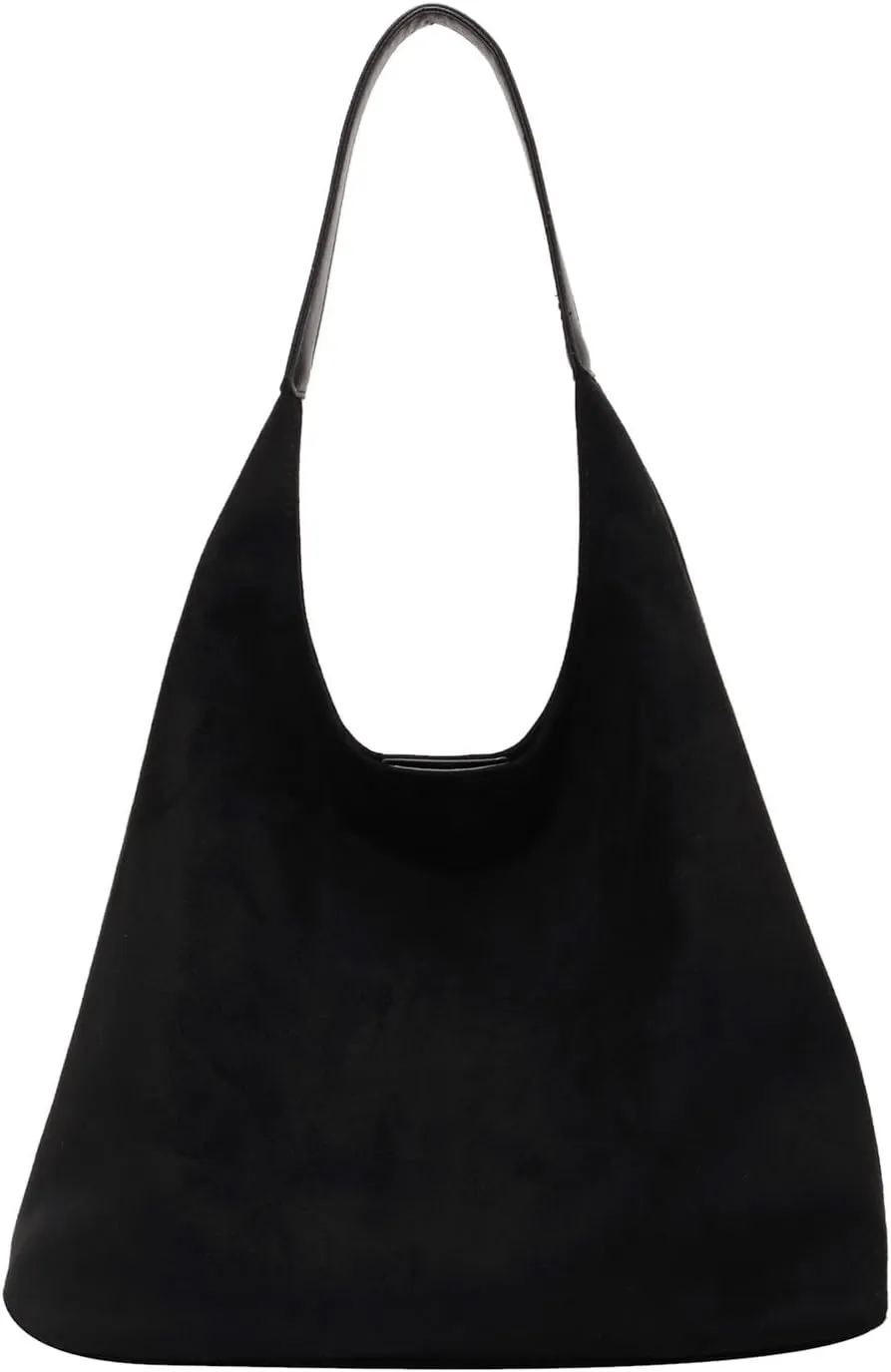 Retro Suede Crescent Shoulder Bag Women Tote Bag Satchels Crossbody Purse Top-handle Travel College Work Tote Handbag
