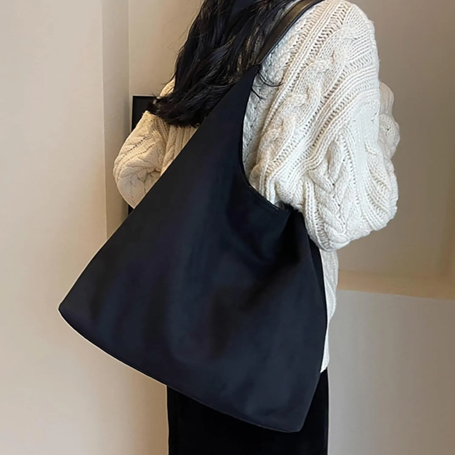 Retro Suede Crescent Shoulder Bag Women Tote Bag Satchels Crossbody Purse Top-handle Travel College Work Tote Handbag
