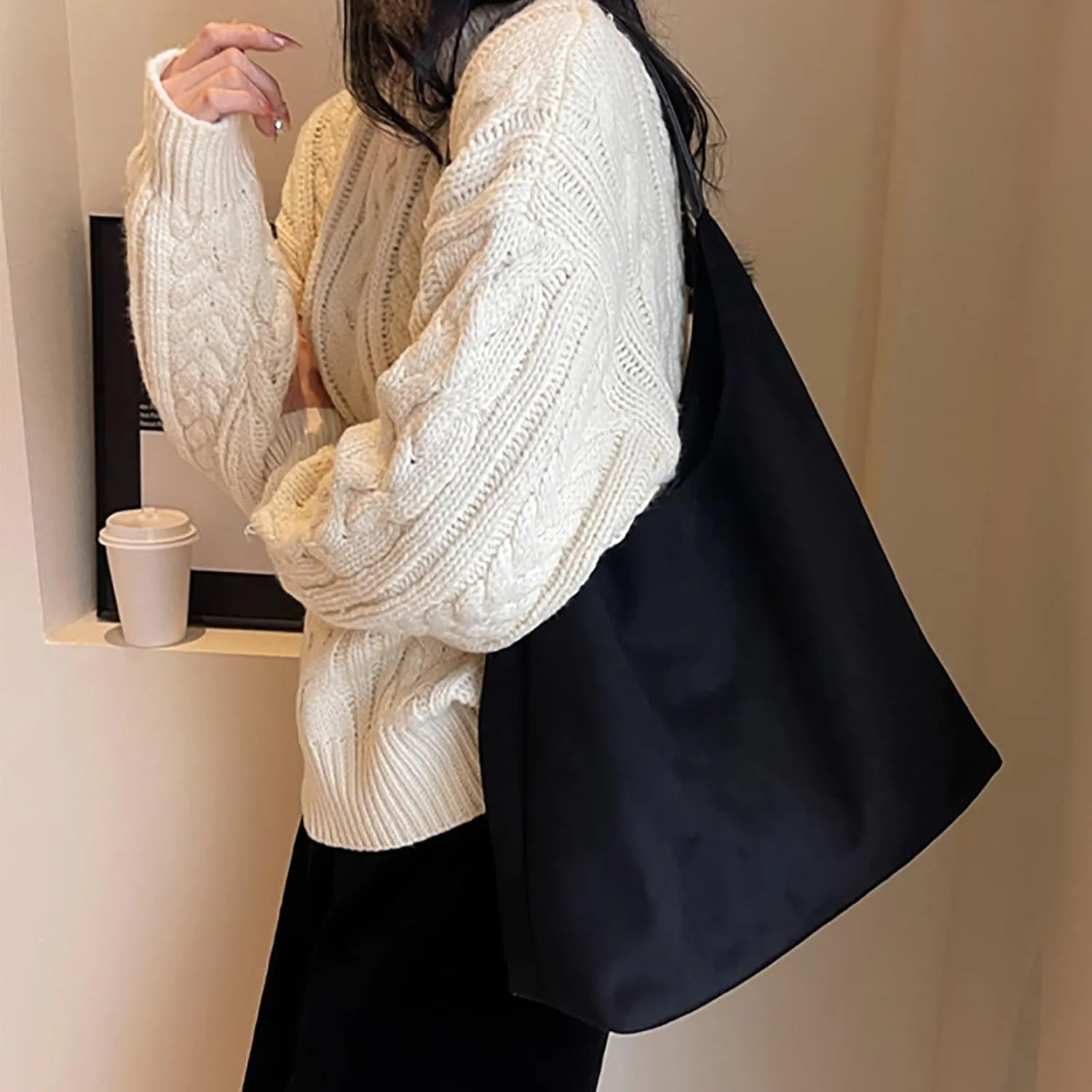 Retro Suede Crescent Shoulder Bag Women Tote Bag Satchels Crossbody Purse Top-handle Travel College Work Tote Handbag