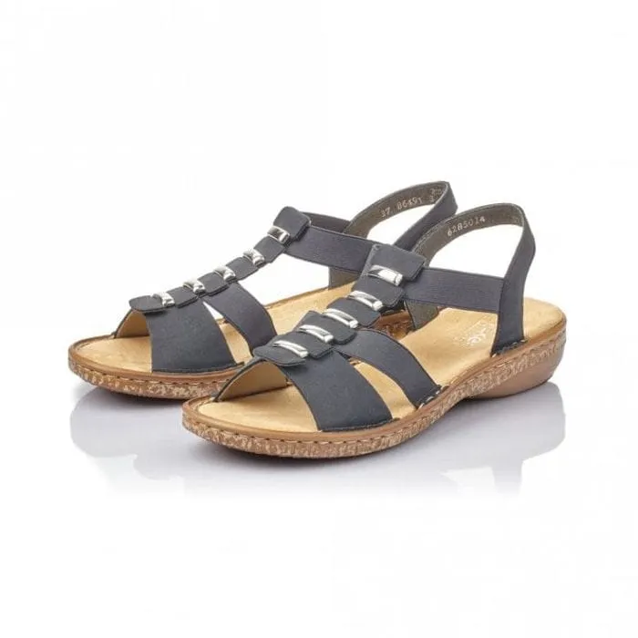 Rieker Metal Detail Sandals in Navy