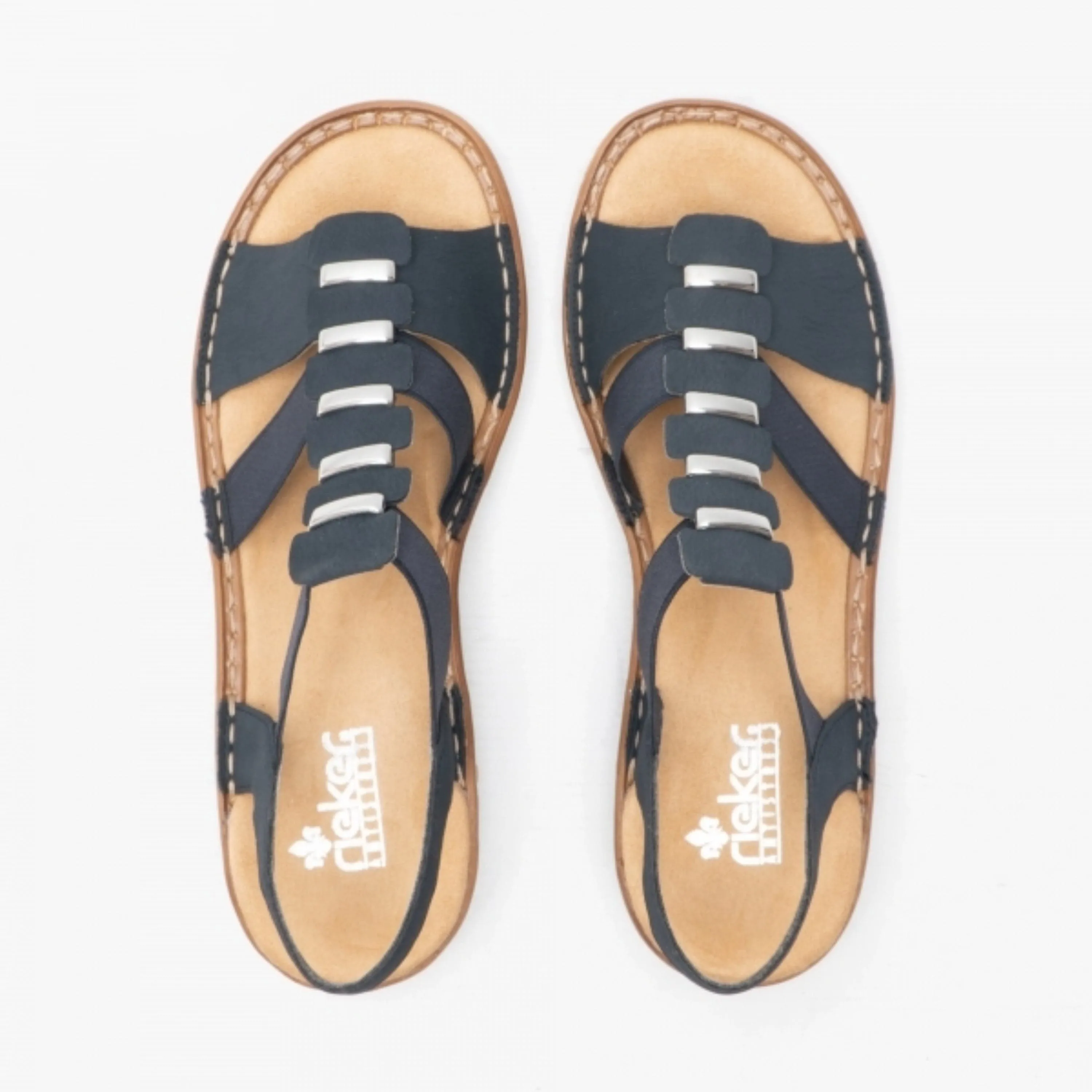 Rieker Metal Detail Sandals in Navy