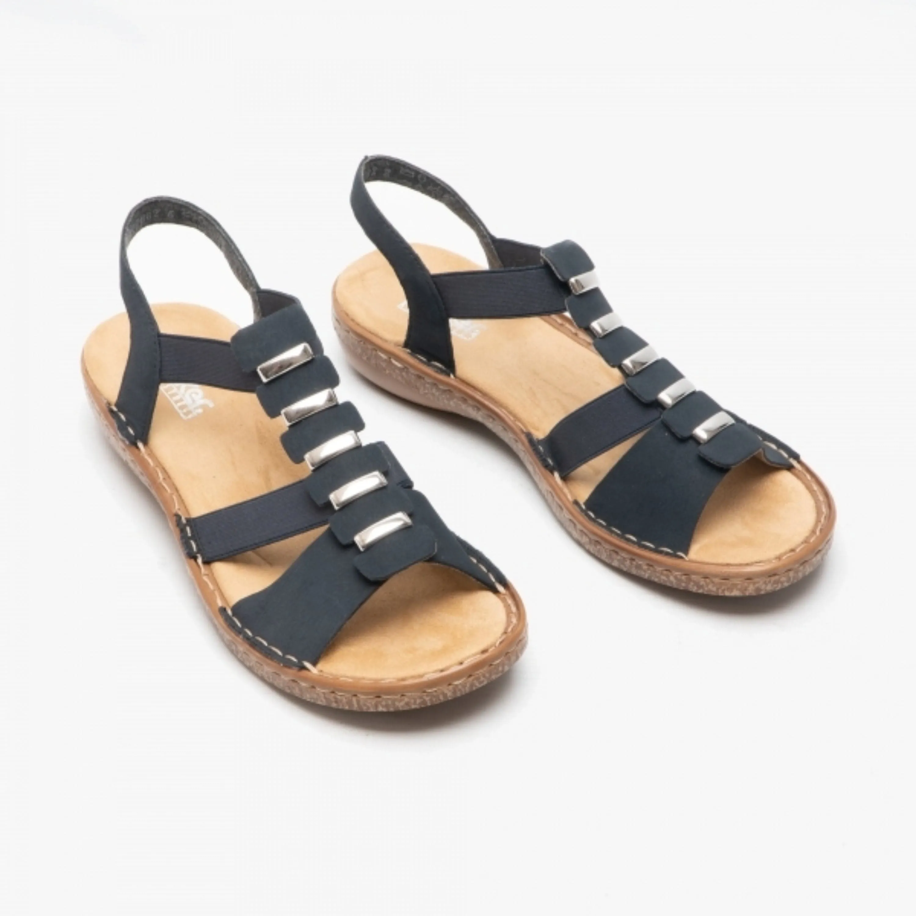 Rieker Metal Detail Sandals in Navy