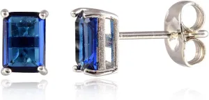 [RIZILIA CLASSIC] Stud Pierced Earrings with Emerald Cut Gemstones CZ [Multi-Colors available] in 18K White Gold Plated, Simple Modern Elegant