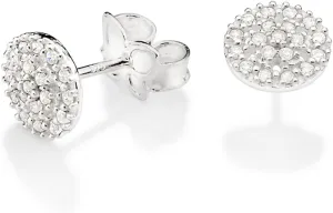 Rommanel Stud Earrings 925 Sterling Silver Jewelry - Round Sparkling Zirconia Delight - Elegant and Timeless Studs with 38 Dazzling Zirconias