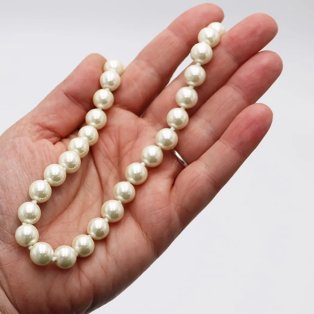 Rosemarie & Jubalee Women's Timeless Classic Simulated Pearls Knotted Strand Necklace With Easy Connect Clasp