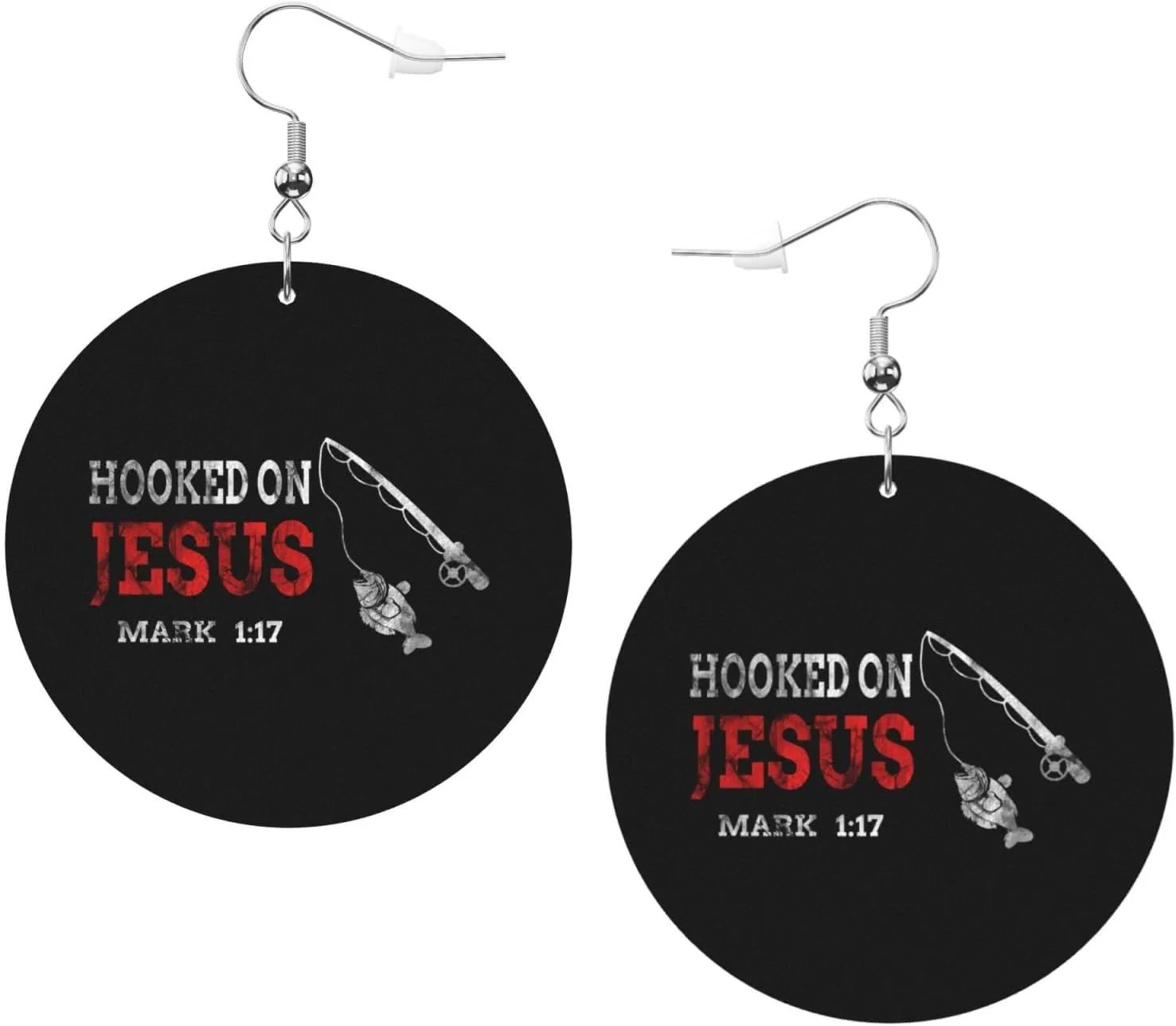 Rqwaaed Hooked On Jesus Cross Christian God Faith Timeless Leather Hoop Earrings Classic Elegance