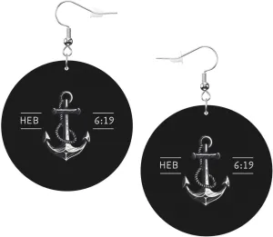 Rqwaaed Jesus Is the Anchor of My Soul Hope Faith Anchored Timeless Leather Hoop Earrings Classic Elegance