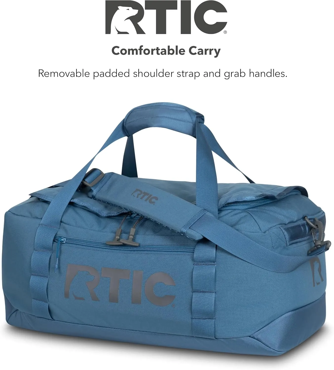 RTIC Road Trip Duffle Bag for Men and Women, Traveling Tote for Camp, Travel, Gym, Weekender, Camping, Overnight, Carry On, Sports, Spacious, Water Resistant, Medium, Storm