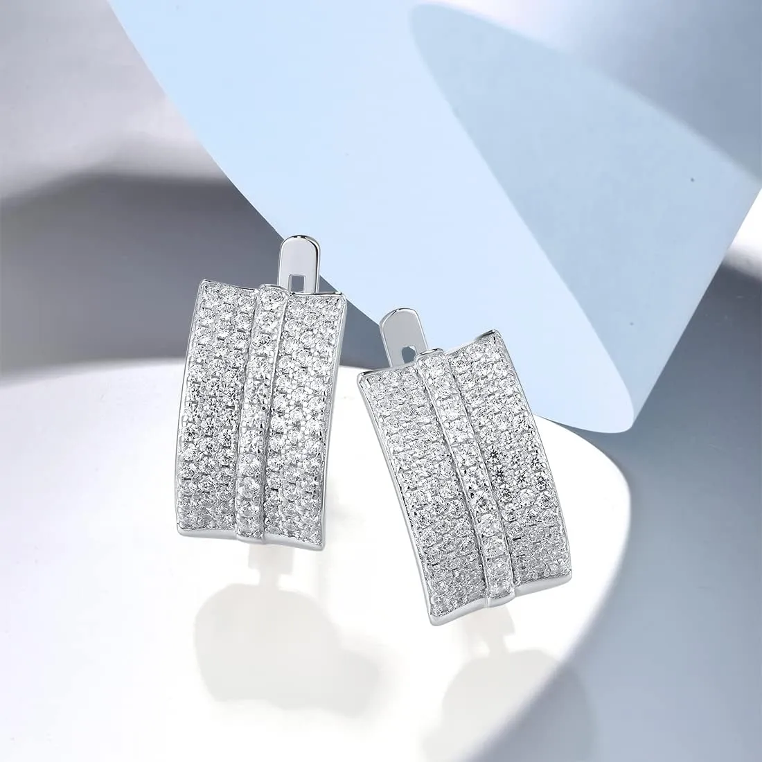 Santuzza 925 Sterling Silver Simulated Diamond Earrings Cubic Zirconia Classic Dangle Earrings for Women