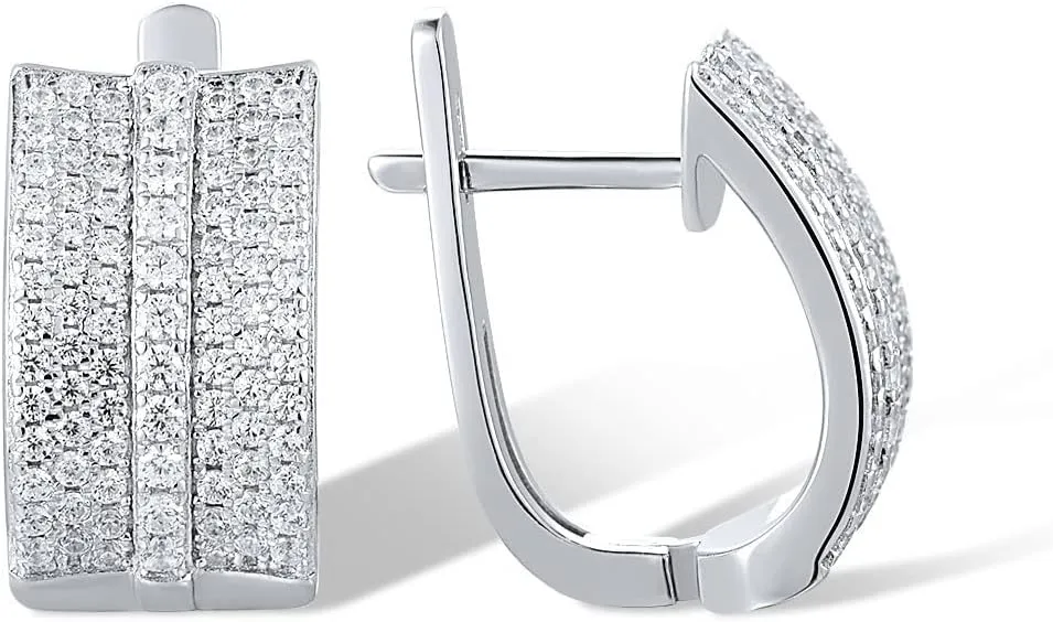 Santuzza 925 Sterling Silver Simulated Diamond Earrings Cubic Zirconia Classic Dangle Earrings for Women