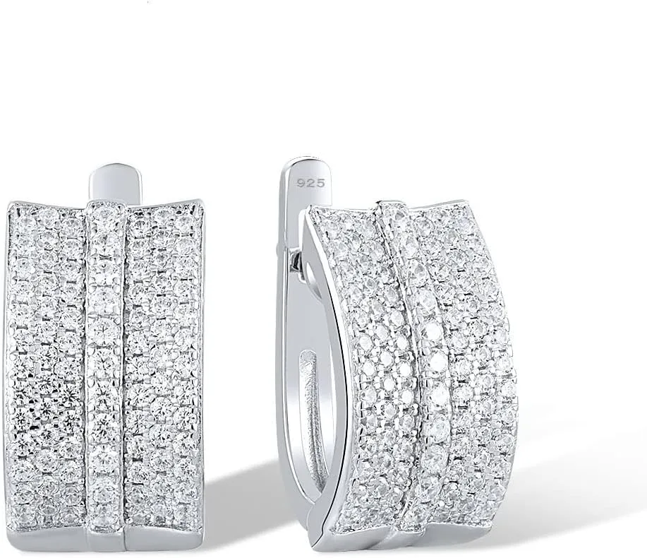 Santuzza 925 Sterling Silver Simulated Diamond Earrings Cubic Zirconia Classic Dangle Earrings for Women