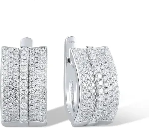 Santuzza 925 Sterling Silver Simulated Diamond Earrings Cubic Zirconia Classic Dangle Earrings for Women