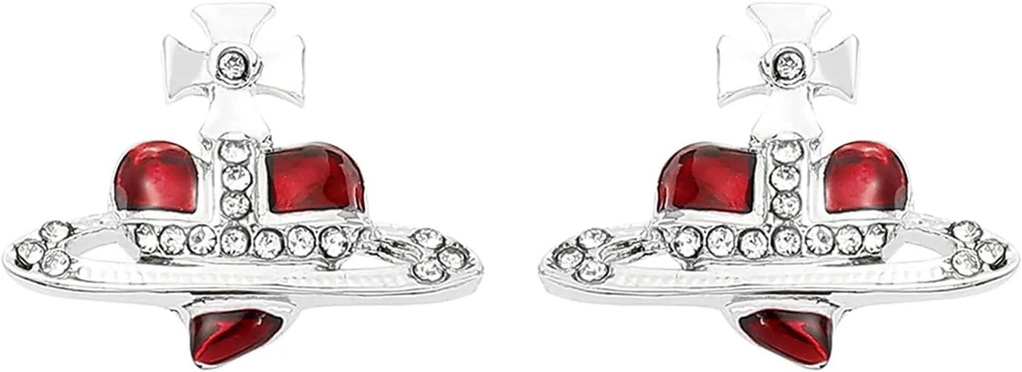 Saturn Earrings for Women Aesthetic Cubic Zircon Silver Saturn Planet Stud Earrings Fashionable Saturn Planet Pendant Earrings Classic Saturn Planet Gold Zircon Inlaid Saturn Earrings Jewelry Gift