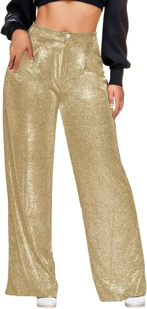 Sequin Women's Sparkle Casual Wide Leg Straight Clubwear Trendy Hot Pants