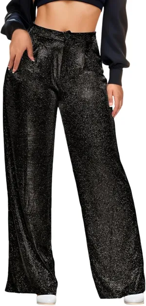 Sequin Women's Sparkle Casual Wide Leg Straight Clubwear Trendy Hot Pants