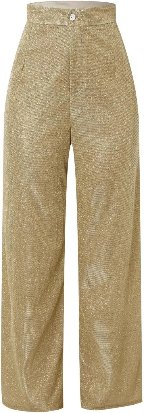Sequin Women's Sparkle Casual Wide Leg Straight Clubwear Trendy Hot Pants