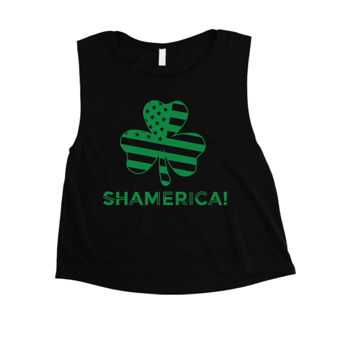 Shamerica Flag Womens Crop Tank Top Cute Saint Paddy's Day Shirt