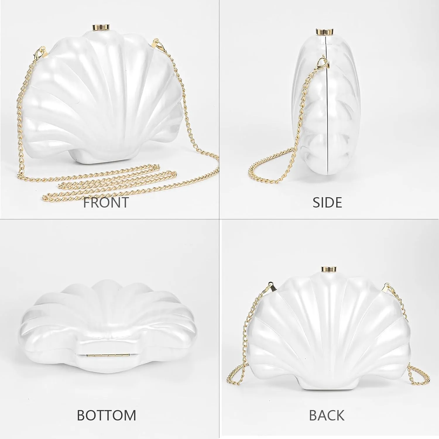 Shell Evening Clutch Purse For Women,Trendy Pearl Acrylic Handbags Shoulder Bag Crossbody Purse Party Seashell Luxury