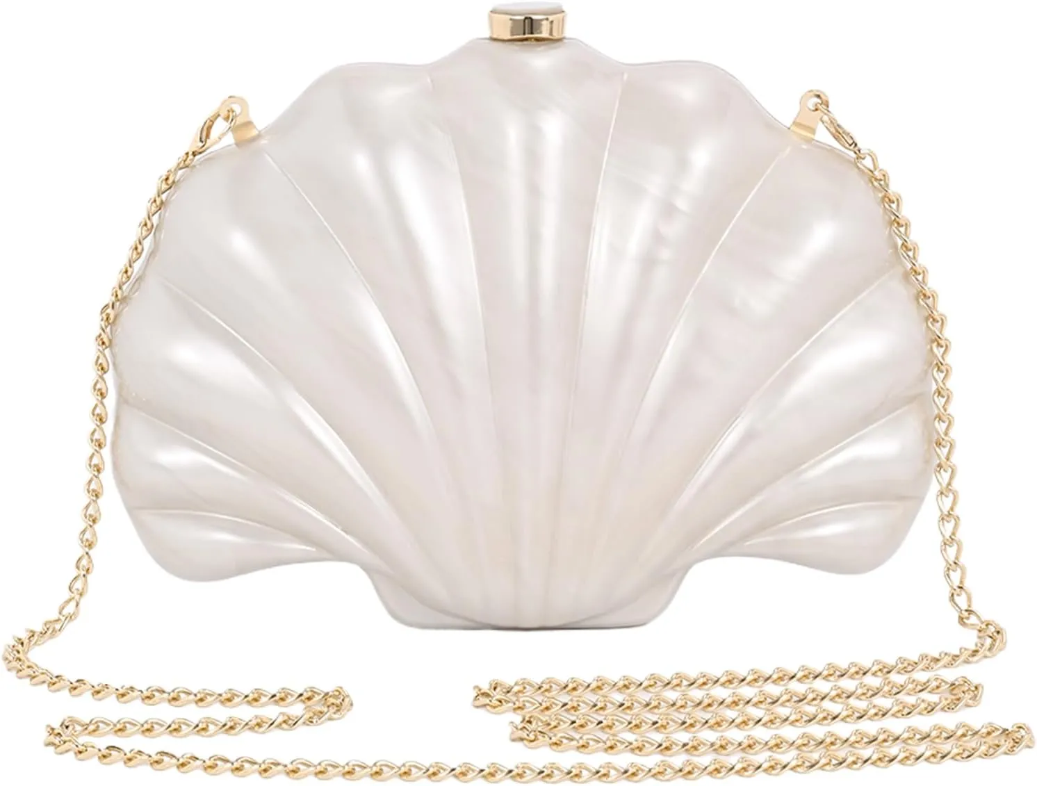 Shell Evening Clutch Purse For Women,Trendy Pearl Acrylic Handbags Shoulder Bag Crossbody Purse Party Seashell Luxury