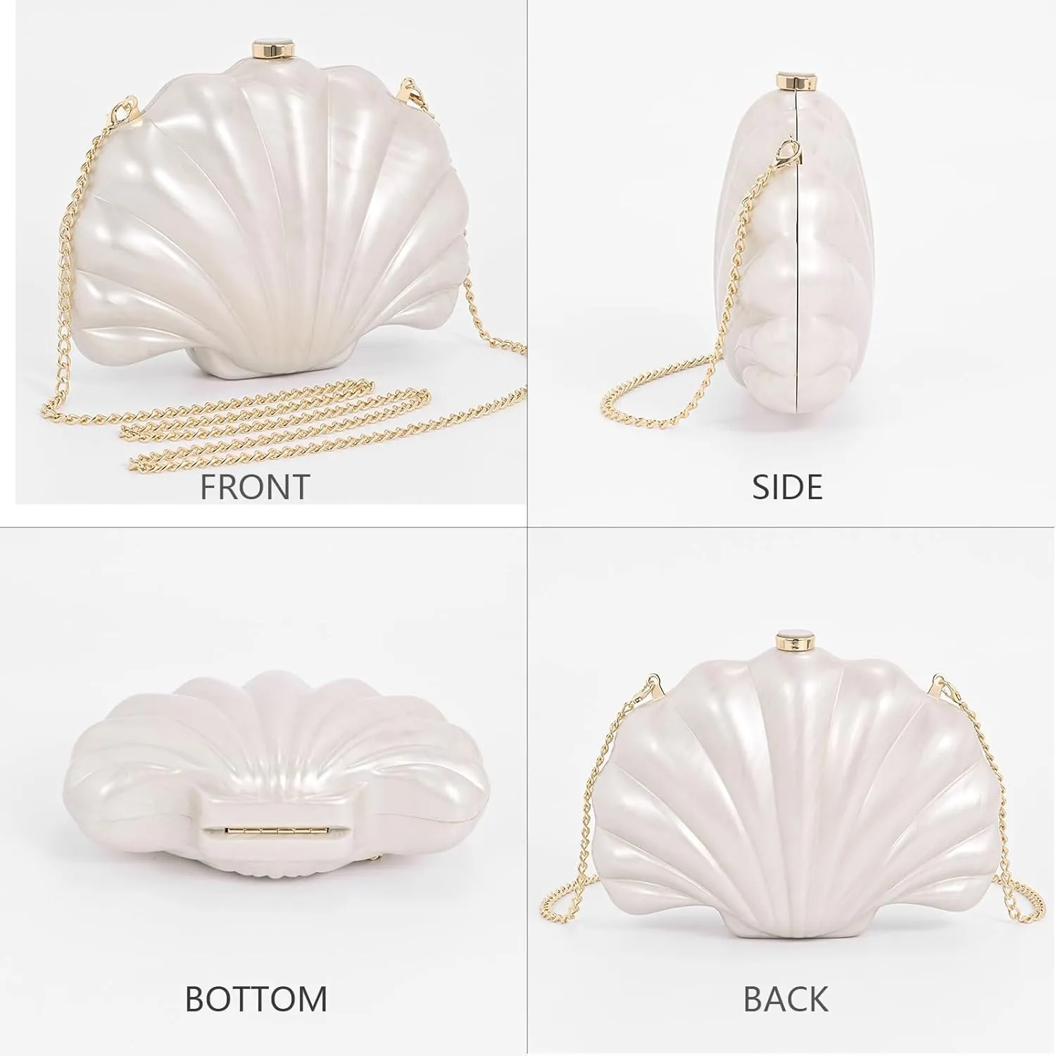 Shell Evening Clutch Purse For Women,Trendy Pearl Acrylic Handbags Shoulder Bag Crossbody Purse Party Seashell Luxury