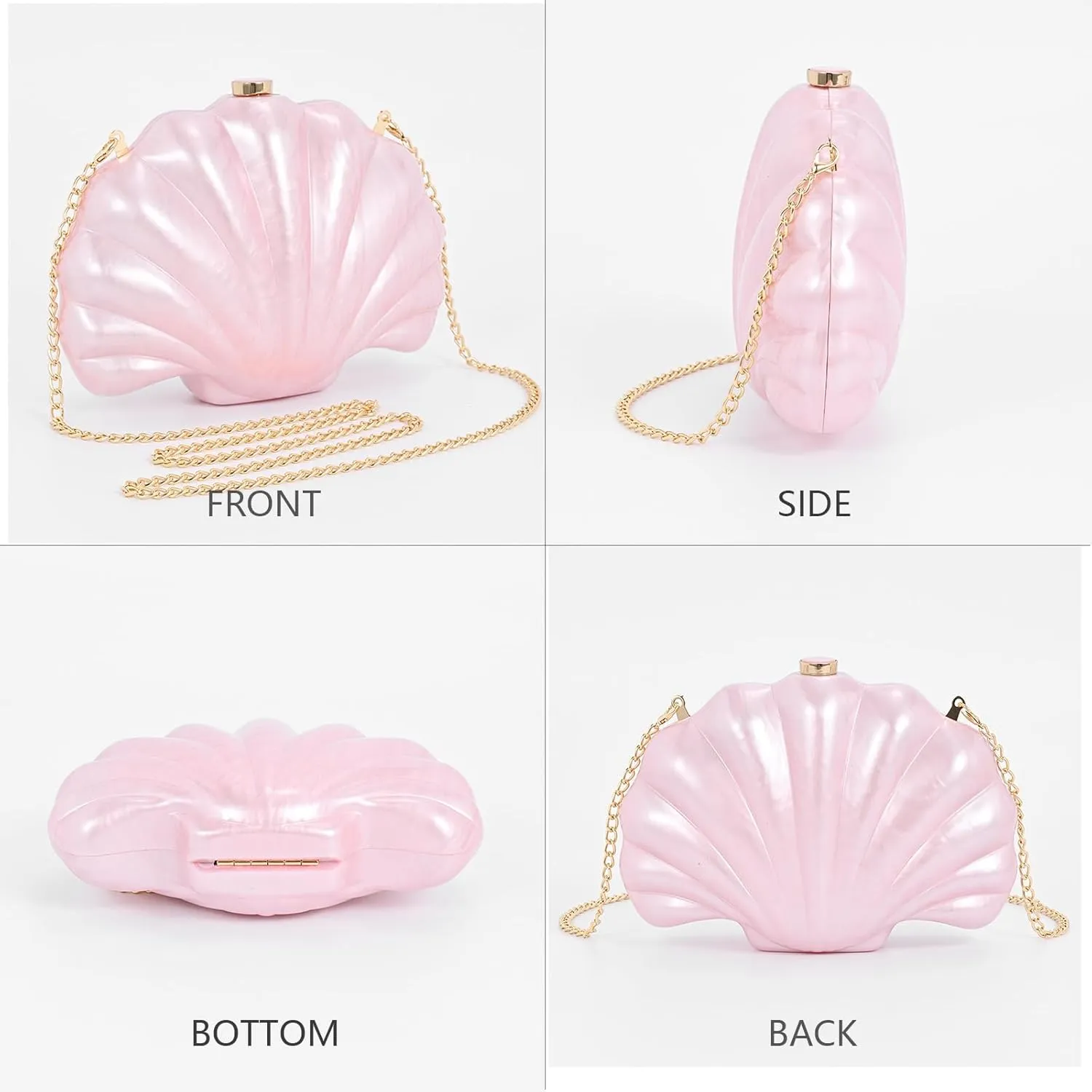 Shell Evening Clutch Purse For Women,Trendy Pearl Acrylic Handbags Shoulder Bag Crossbody Purse Party Seashell Luxury