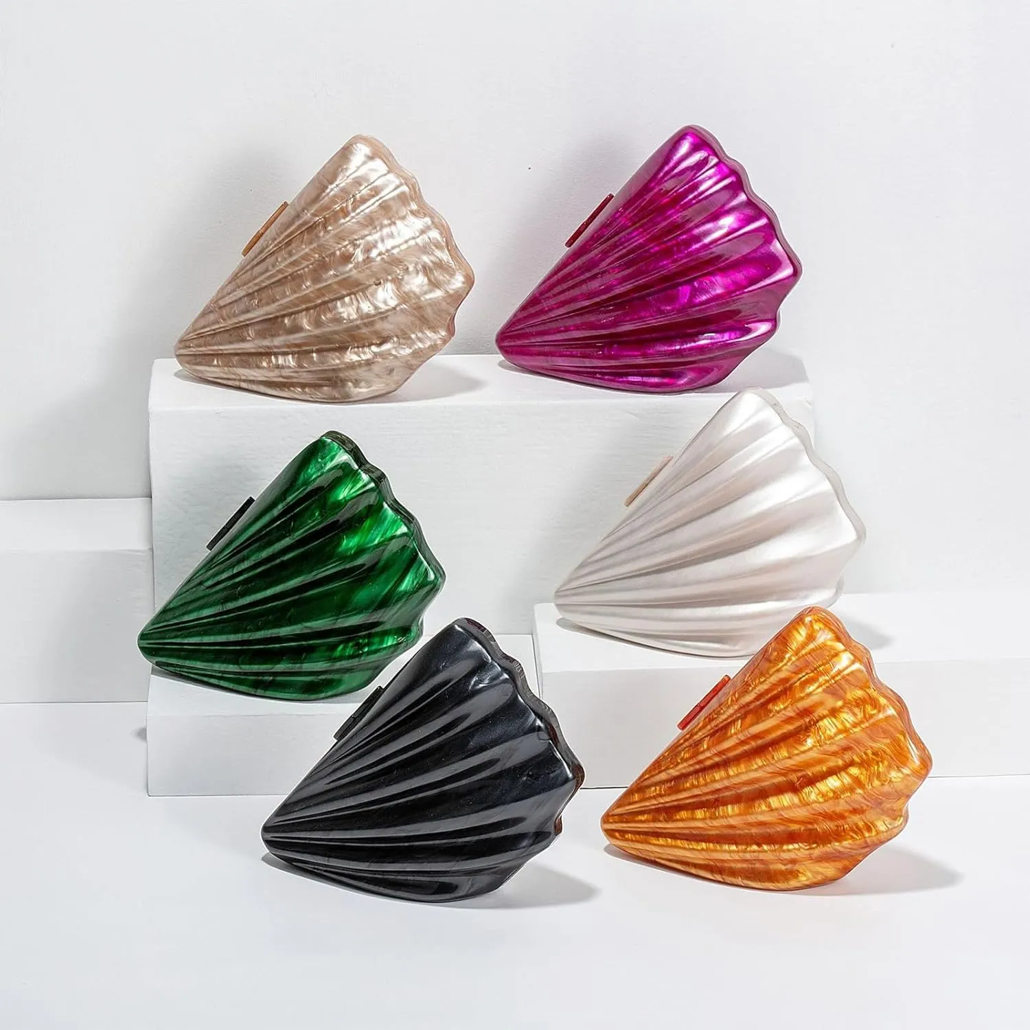 Shell Evening Clutch Purse, Small Purses For Women Pearl Acrylic Shoulder Handbags Cross Body Party Prom Seashell Bag