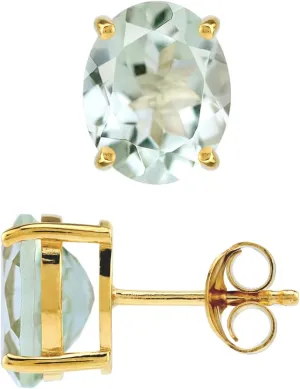 Silvershake 10X8mm Oval Shape Birthstone Gemstones White Gold Plated or Yellow Gold Plated 925 Sterling Silver Classic Stud Post Earrings Jewelry for Women
