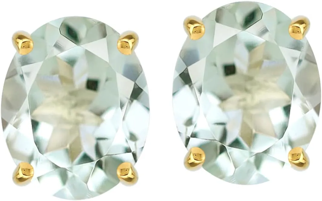 Silvershake 10X8mm Oval Shape Birthstone Gemstones White Gold Plated or Yellow Gold Plated 925 Sterling Silver Classic Stud Post Earrings Jewelry for Women