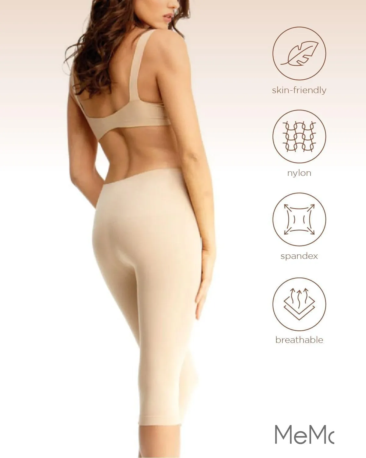 SlimMe Shapewear Leggings, High Waisted Tummy Control Capri Shapewear, Comfortable Knee Length Body Shaper - S to Q2