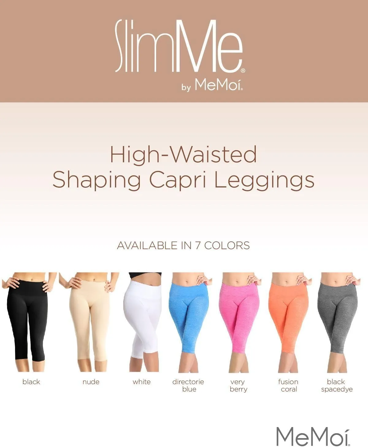 SlimMe Shapewear Leggings, High Waisted Tummy Control Capri Shapewear, Comfortable Knee Length Body Shaper - S to Q2