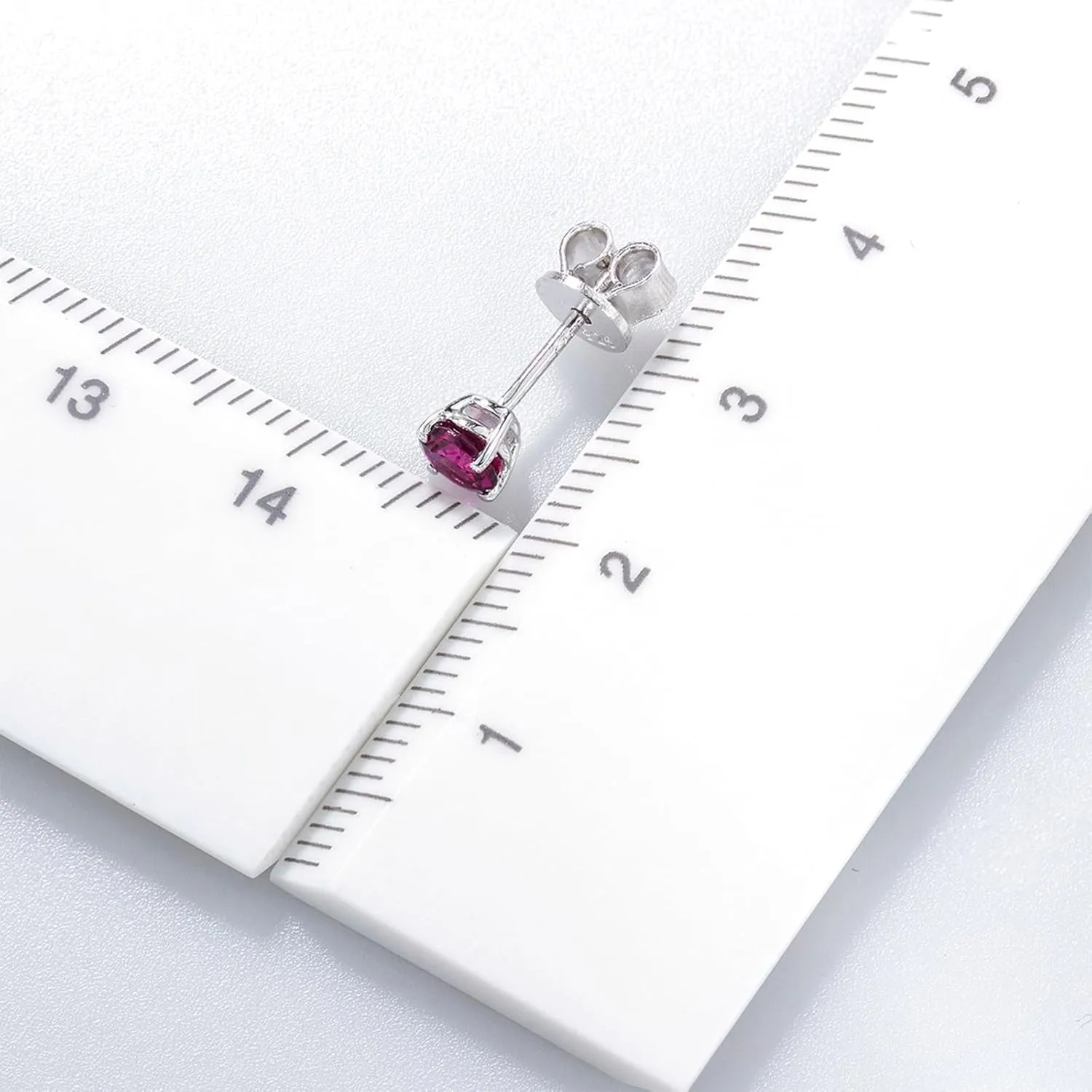 Small Stud Earrings for Women S925 Sterling Silver Round Cut 4x4mm Natural Gemstone Birthstone Studs Rhodium Plated Simple Classic Style Fine Jewelry for Birthday