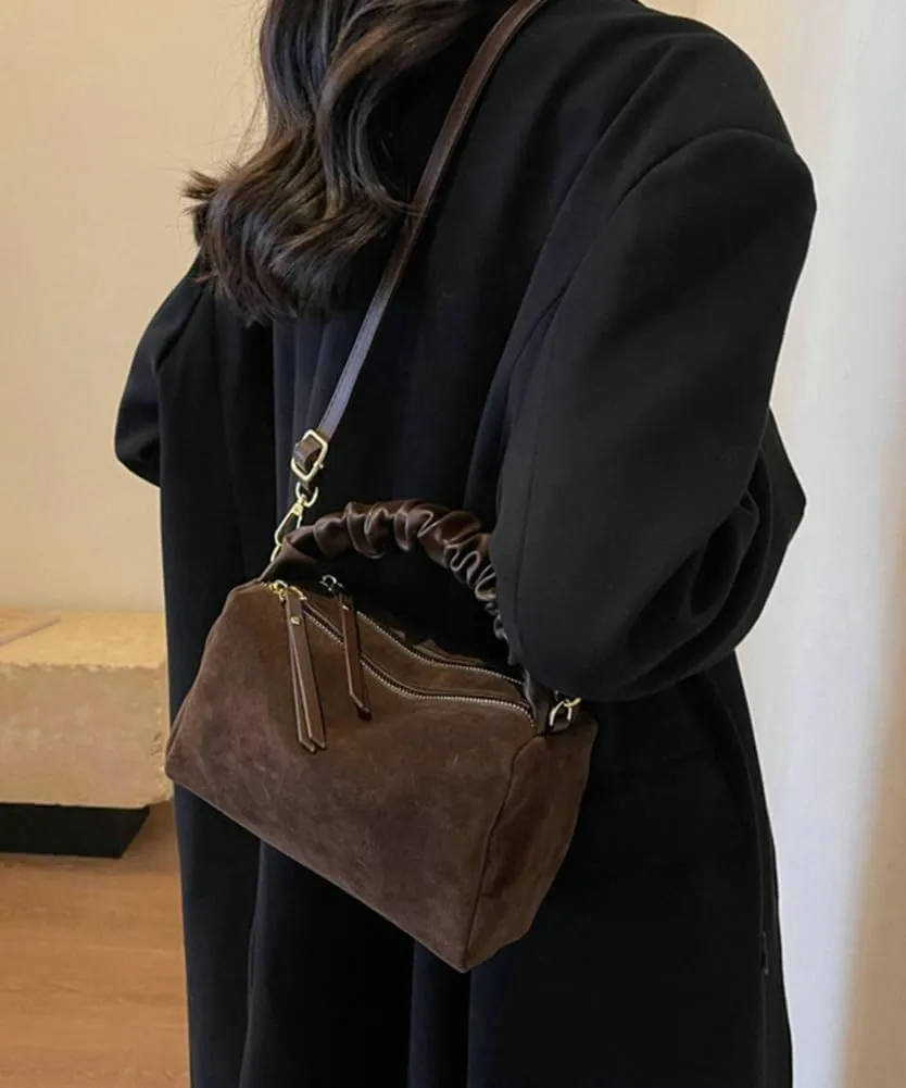 Small Suede Purses for Women Trendy Shoulder Crossbody Bag Vegan Leather Totes Handbag Fall Suede Pillow Satchel
