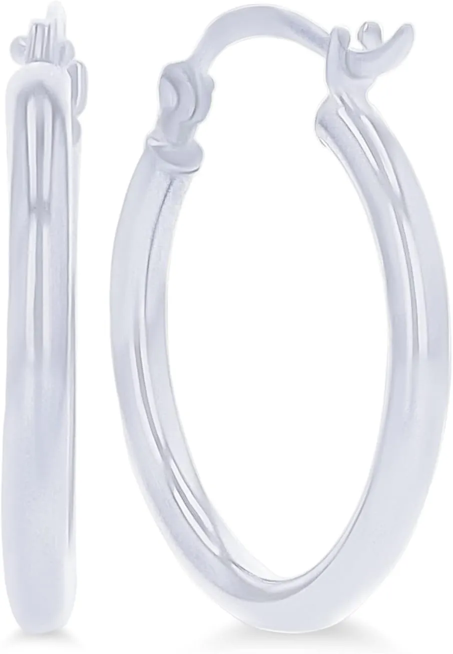 Solid 14k Yellow Gold Solid 2mm Tube Classic Polished Hoop Earrings, 15mm-90mm