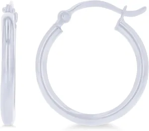Solid 14k Yellow Gold Solid 2mm Tube Classic Polished Hoop Earrings, 15mm-90mm