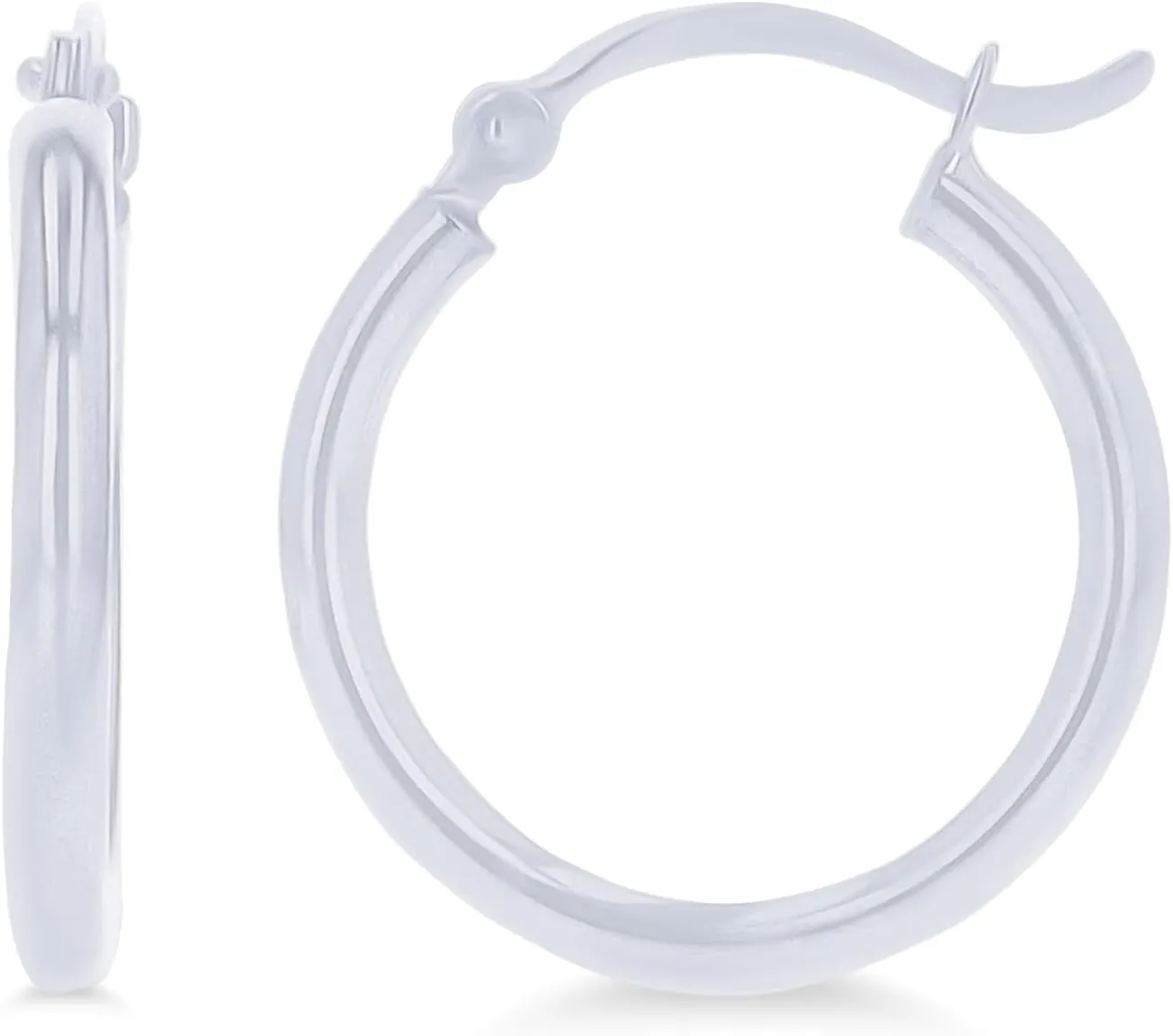 Solid 14k Yellow Gold Solid 2mm Tube Classic Polished Hoop Earrings, 15mm-90mm