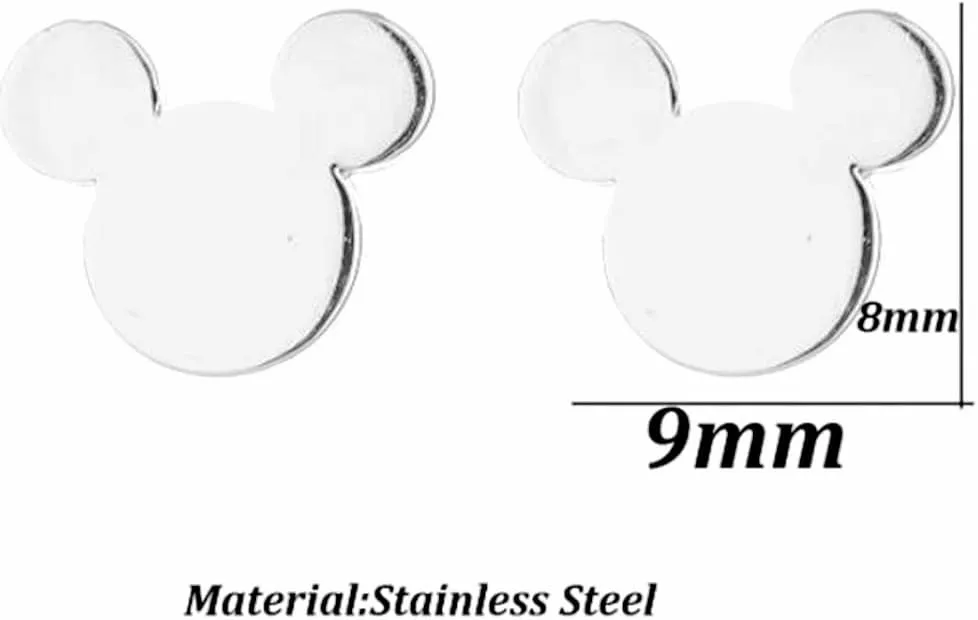 Stainless Steel Cute Mouse Shape Classic Plain Holiday Wedding Stud Earrings