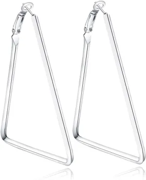 Stainless Steel Simple Geometric Big Hoop Earring For Women Girls