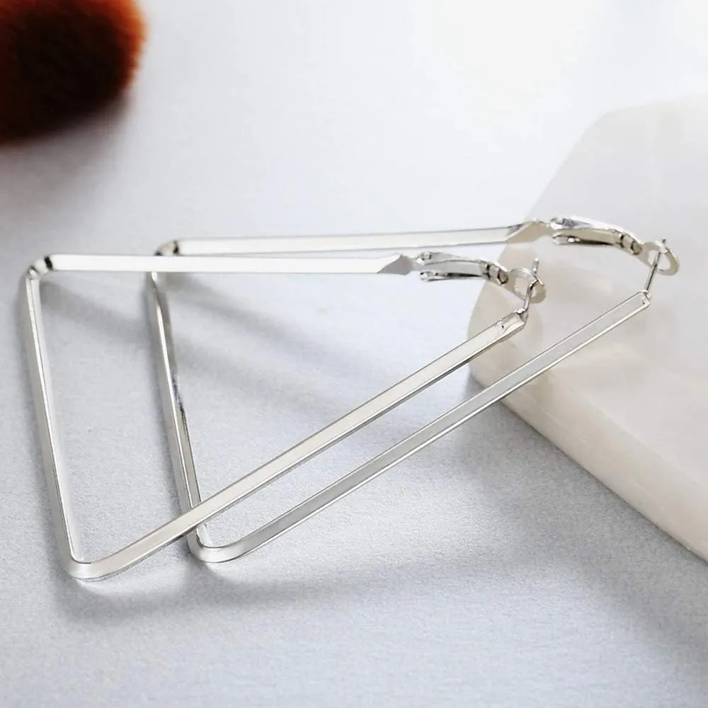 Stainless Steel Simple Geometric Big Hoop Earring For Women Girls