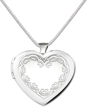Sterling Silver Engraved Heart Locket Necklace