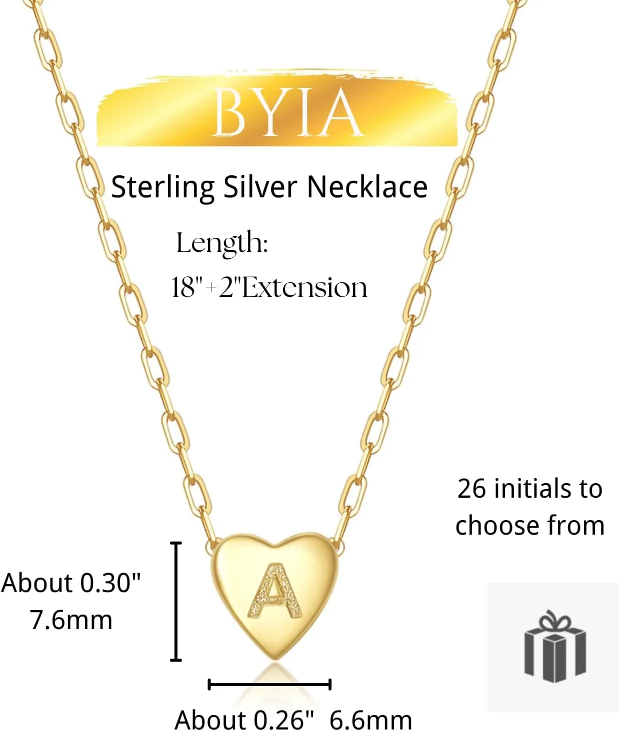 Sterling Silver Heart Initial Pendant Necklace for Women - 18K Gold Plated Laser-Engraved Personalized Jewelry, Adjustable 18 2 Inch Chain