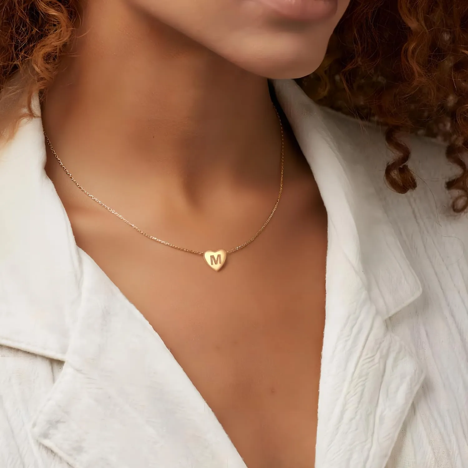 Sterling Silver Heart Initial Pendant Necklace for Women - 18K Gold Plated Laser-Engraved Personalized Jewelry, Adjustable 18 2 Inch Chain